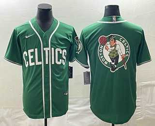 Men%27s Boston Celtics Big Logo Green Stitched Baseball Jersey
